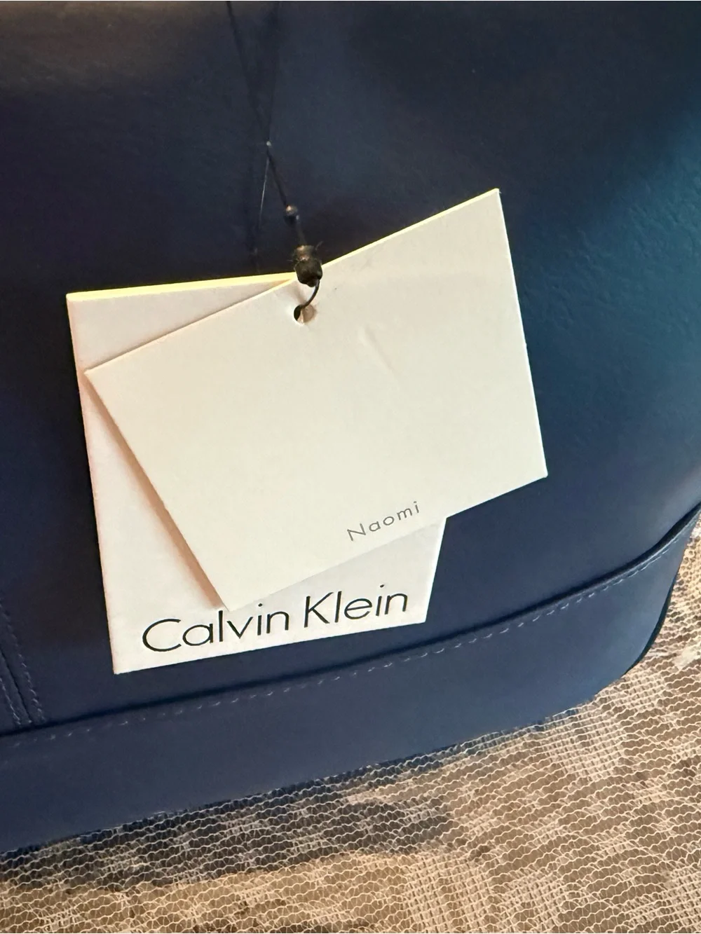 Calvin Klein Cobalt Blue Leather Top-Handle Satchel with Gold Hardware